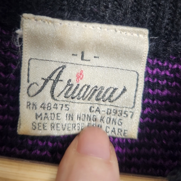 Vintage Ariana Funky Purple Knit Tunic Pullover Sweater - Picture 4 of 7